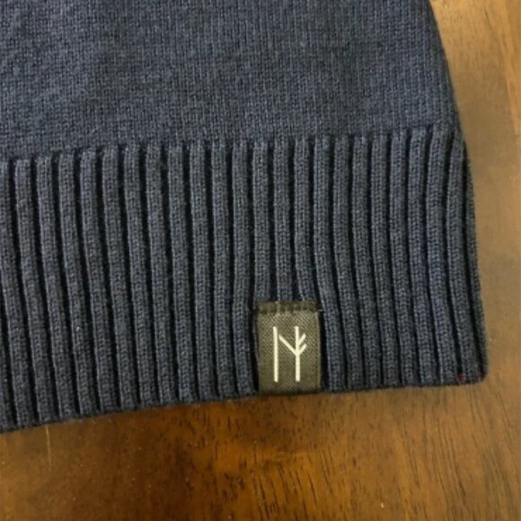 Neve Natalie Full Zip Sweater Ski Navy Blue Red Gray Stripe Ski 100% Wool Size S - Picture 8 of 8